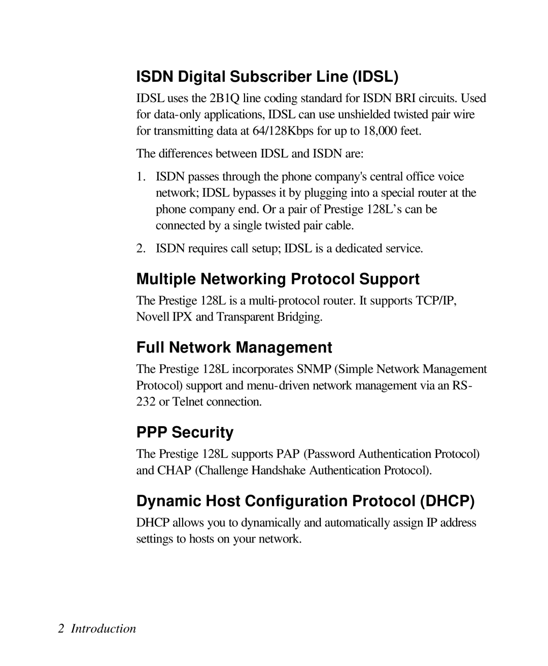 ZyXEL Communications 128L Isdn Digital Subscriber Line Idsl, Multiple Networking Protocol Support, Full Network Management 