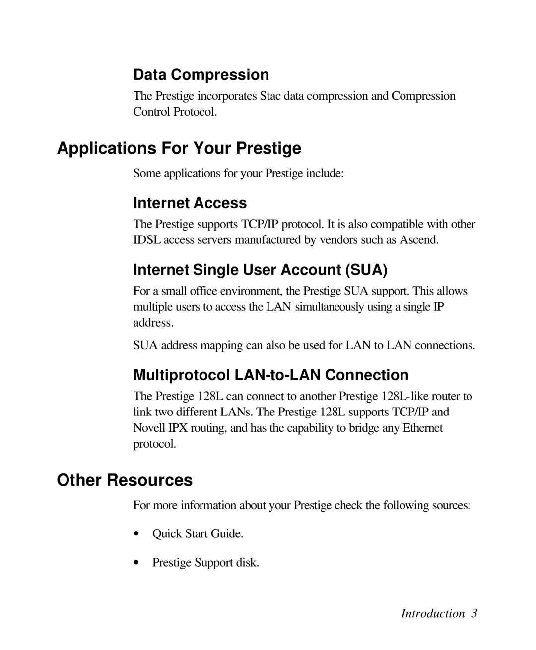 ZyXEL Communications 128L user manual Applications For Your Prestige, Other Resources 