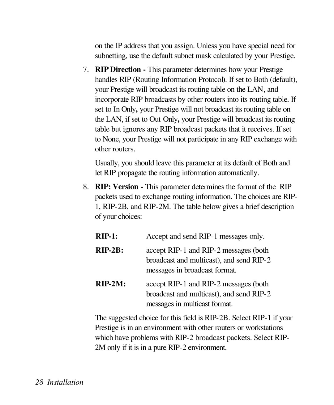 ZyXEL Communications 128L user manual Installation 