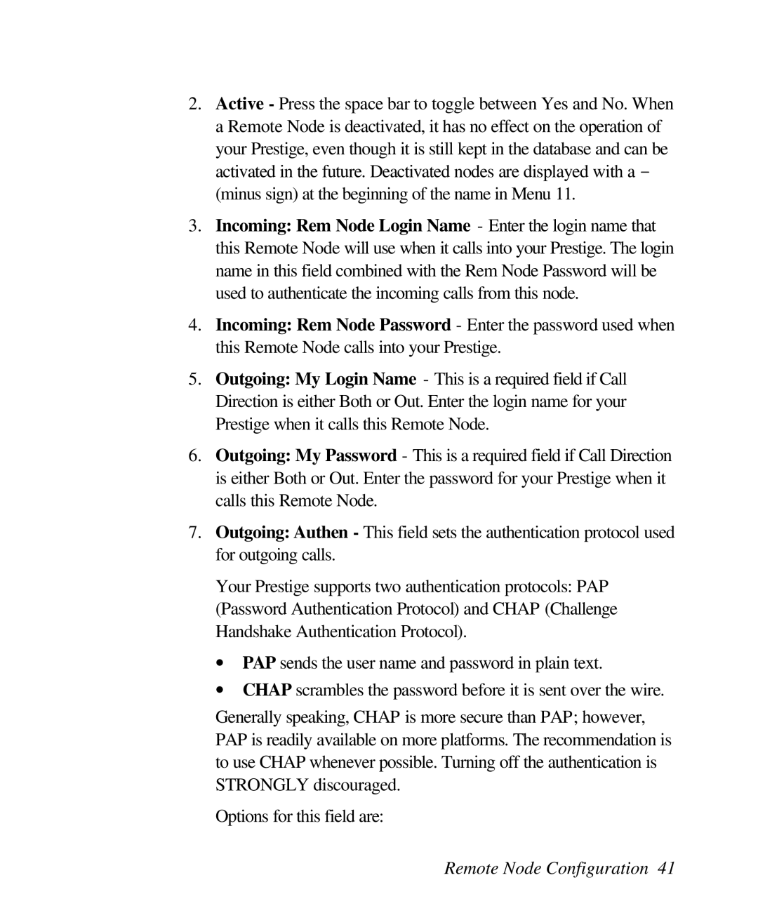 ZyXEL Communications 128L user manual Remote Node Configuration 