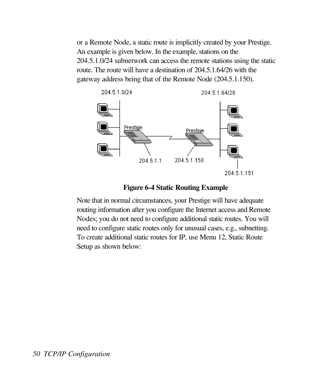 ZyXEL Communications 128L user manual Static Routing Example, 50 TCP/IP Configuration 