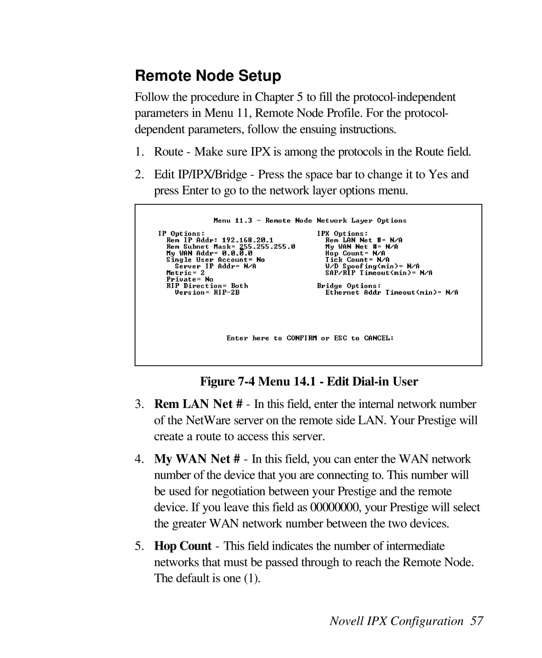 ZyXEL Communications 128L user manual Menu 14.1 Edit Dial-in User 