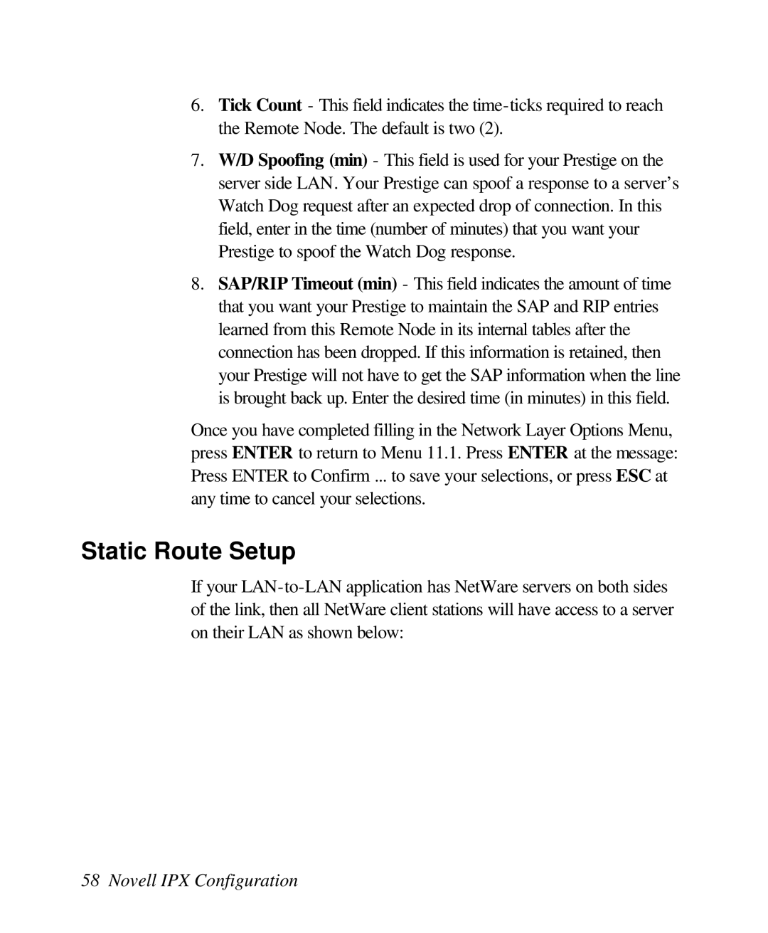 ZyXEL Communications 128L user manual Static Route Setup 