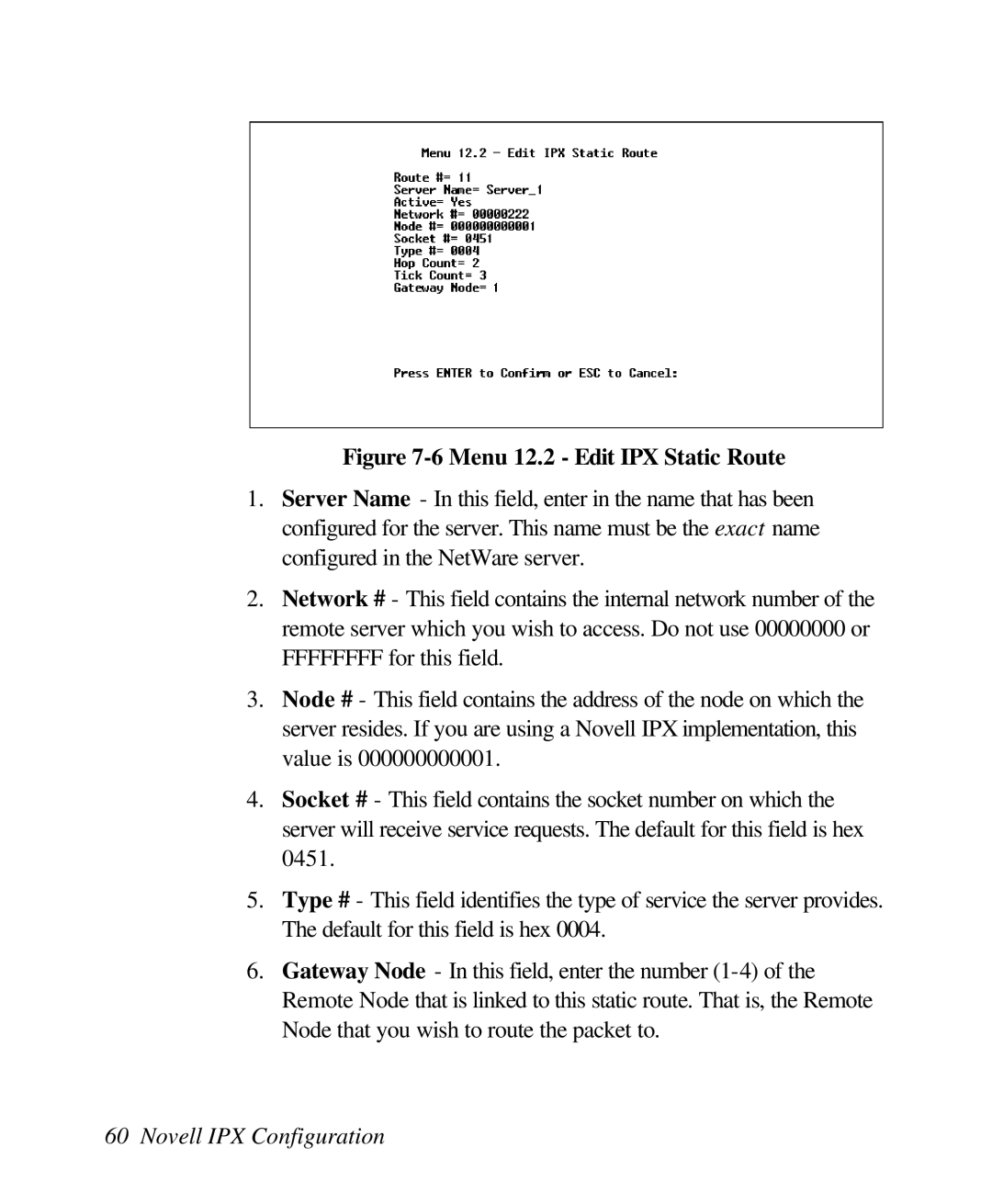 ZyXEL Communications 128L user manual Menu 12.2 Edit IPX Static Route 