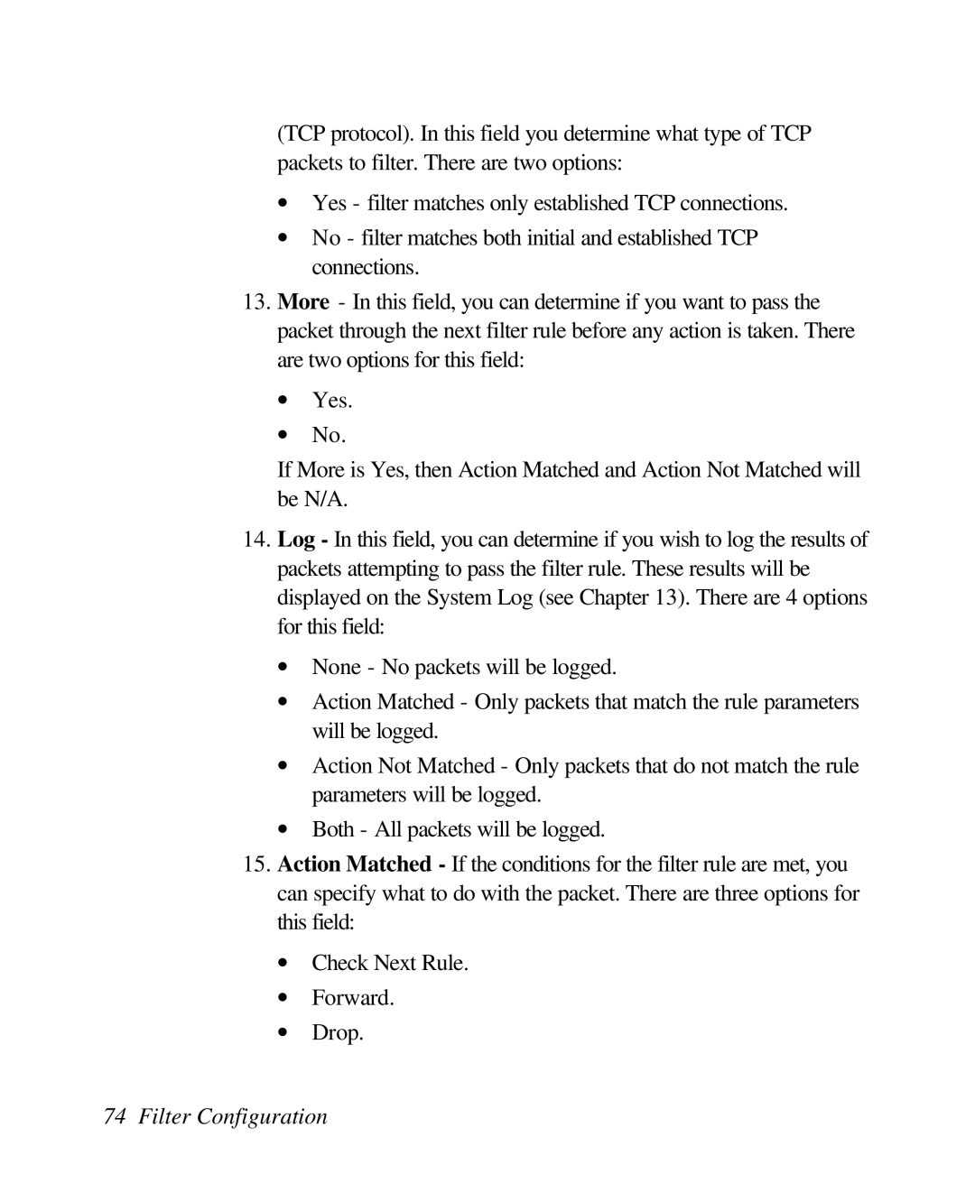 ZyXEL Communications 128L user manual Filter Configuration 