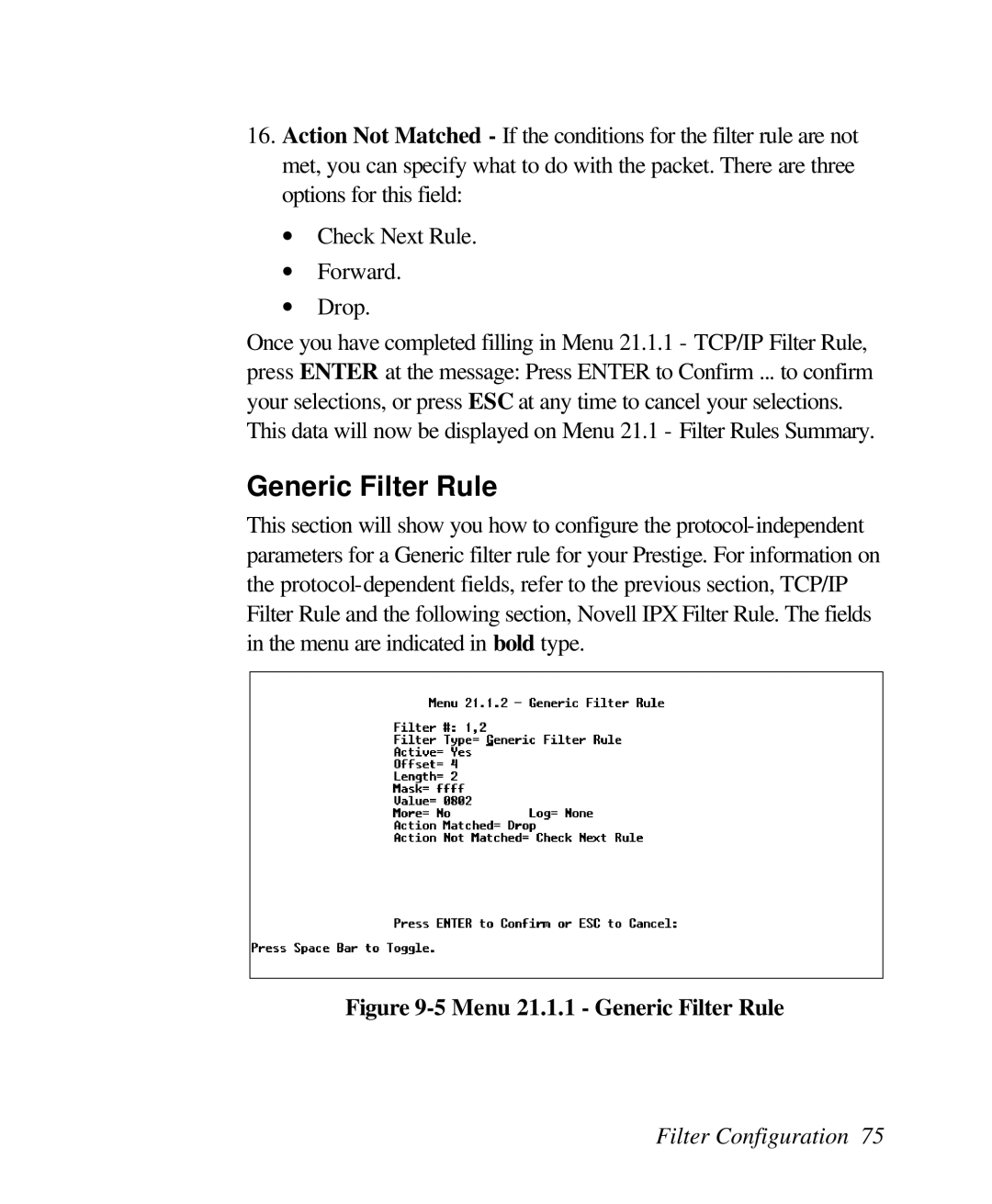 ZyXEL Communications 128L user manual Menu 21.1.1 Generic Filter Rule 