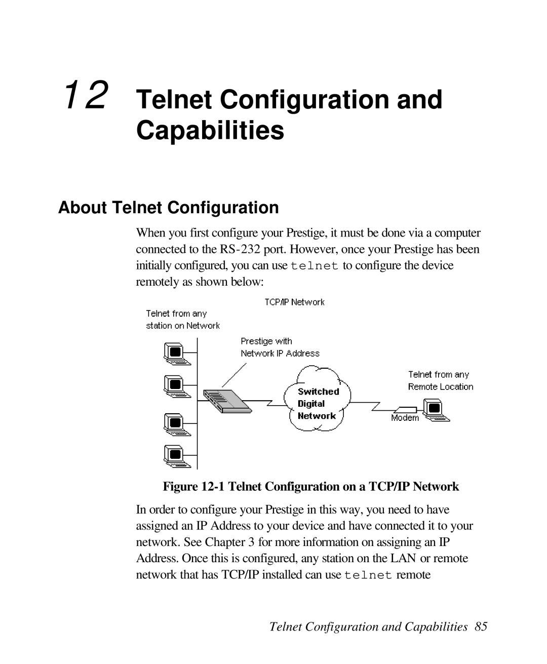 ZyXEL Communications 128L user manual Telnet Configuration and Capabilities, About Telnet Configuration 