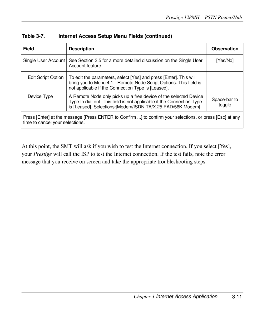 ZyXEL Communications 128MH user manual Single User Account 