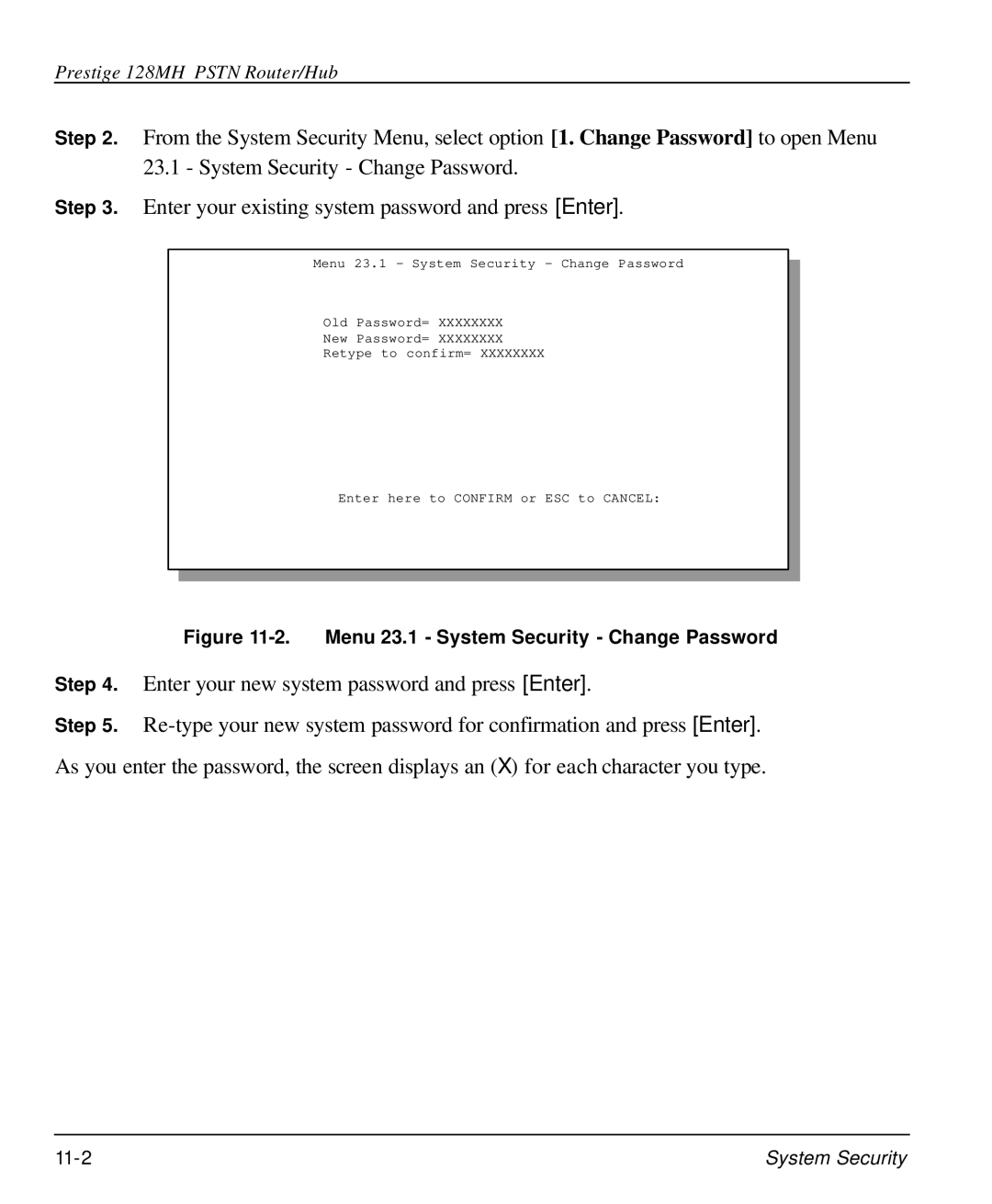 ZyXEL Communications 128MH user manual System Security 