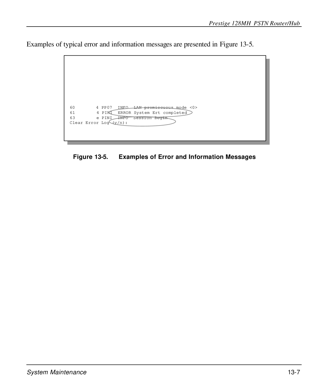 ZyXEL Communications 128MH user manual Examples of Error and Information Messages 