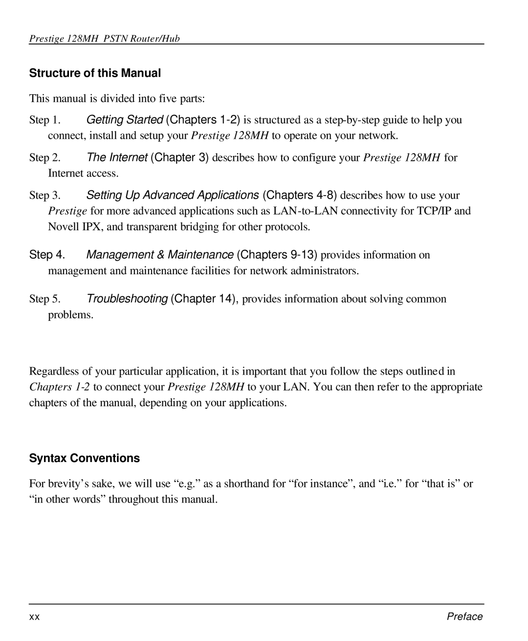 ZyXEL Communications 128MH user manual Structure of this Manual 