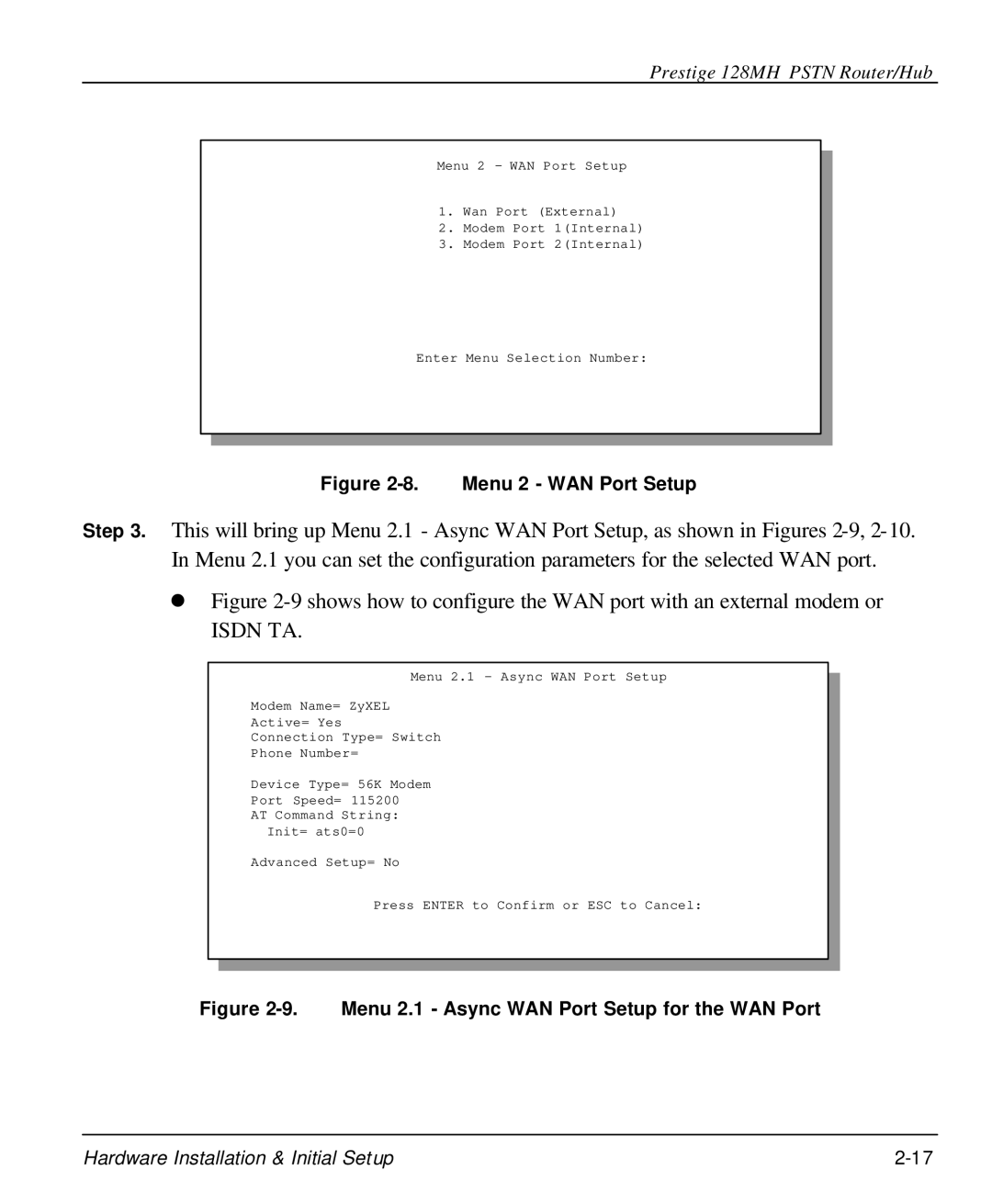 ZyXEL Communications 128MH user manual Isdn TA 