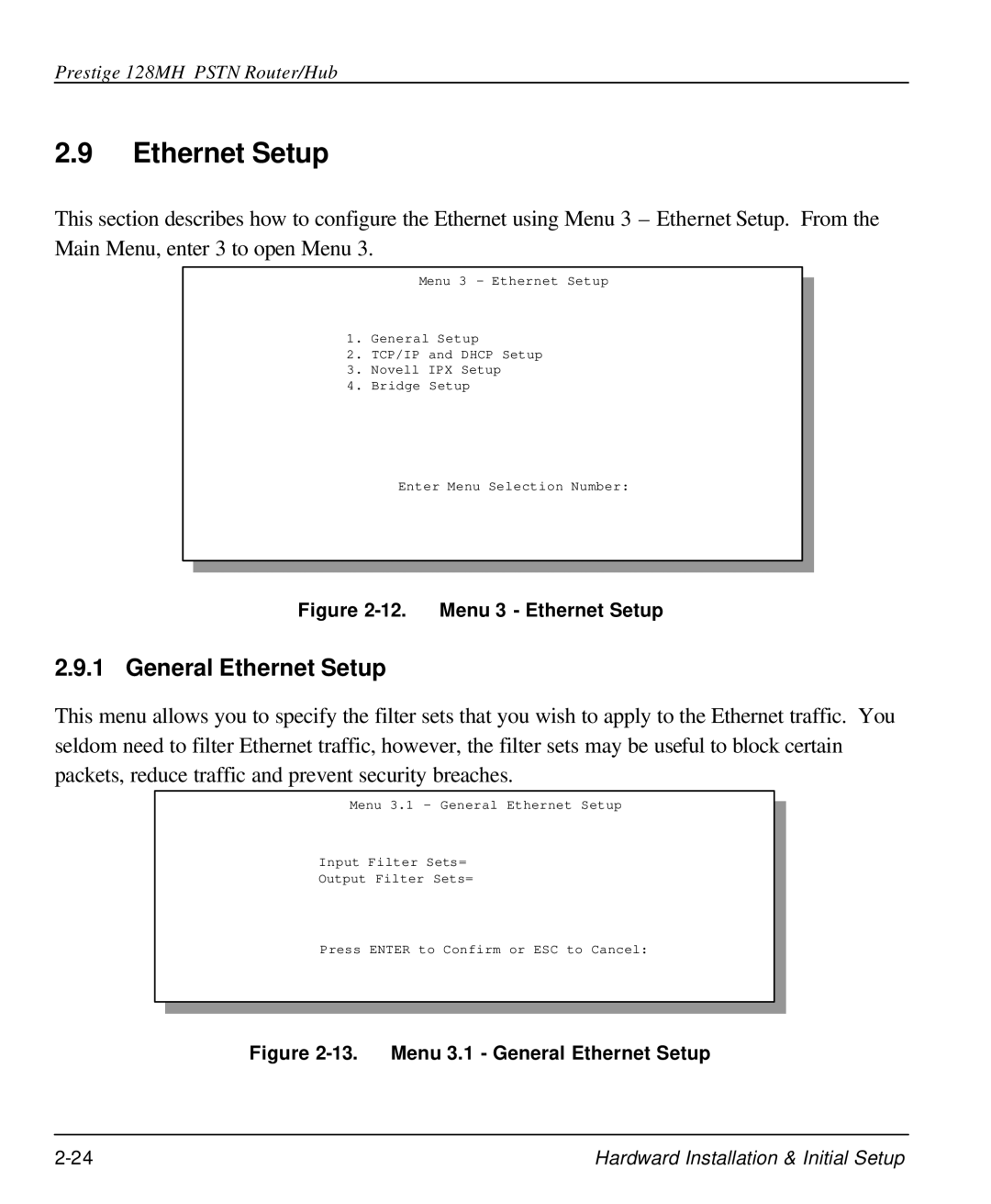 ZyXEL Communications 128MH user manual General Ethernet Setup 