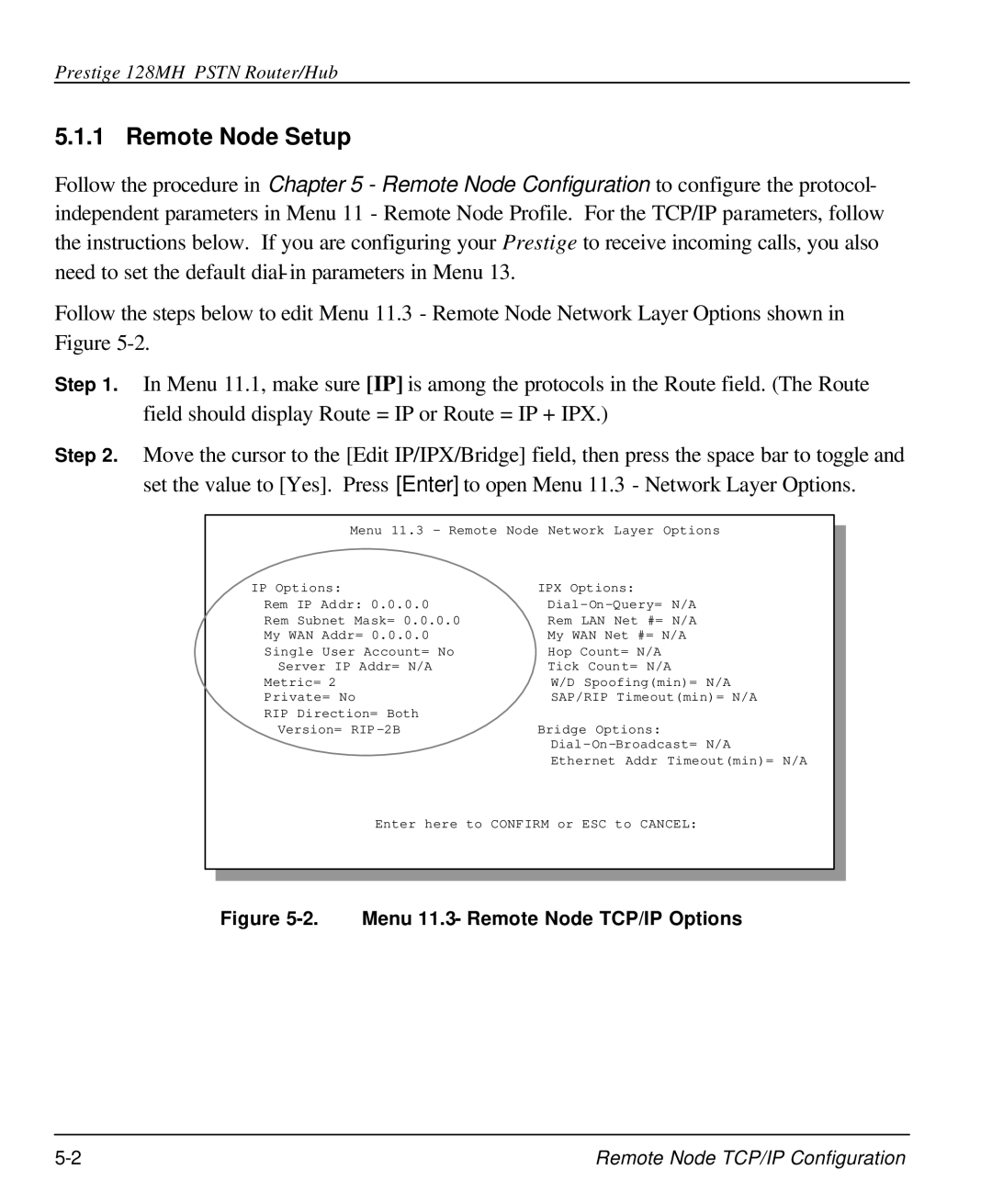 ZyXEL Communications 128MH user manual Remote Node Setup, Menu 11.3- Remote Node TCP/IP Options 