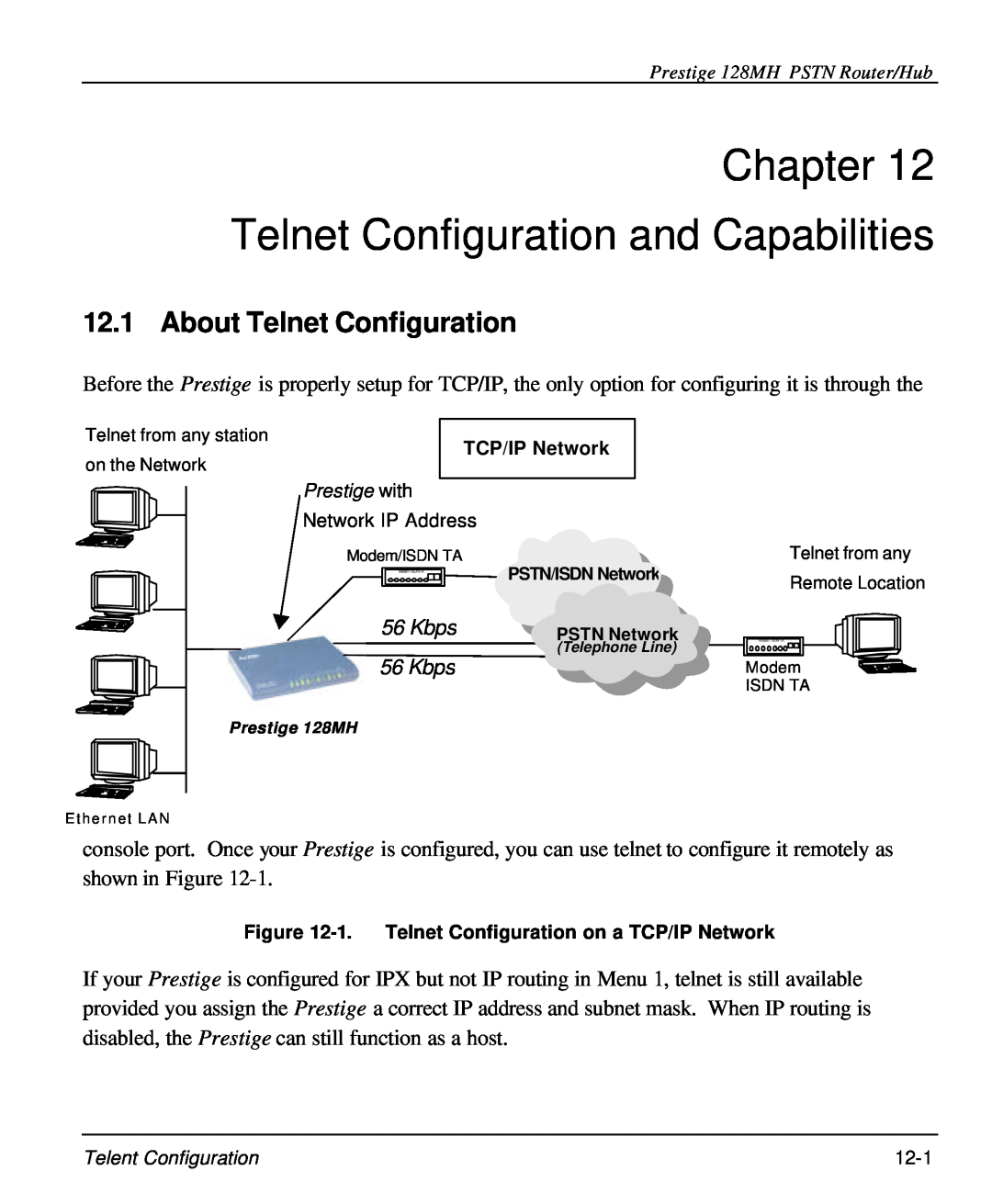 ZyXEL Communications 128MH user manual Chapter Telnet Configuration and Capabilities, About Telnet Configuration 