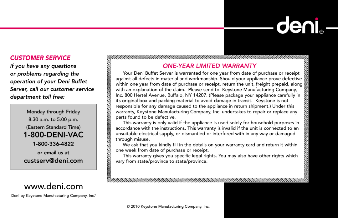 ZyXEL Communications 15205 manual Deni-Vac 