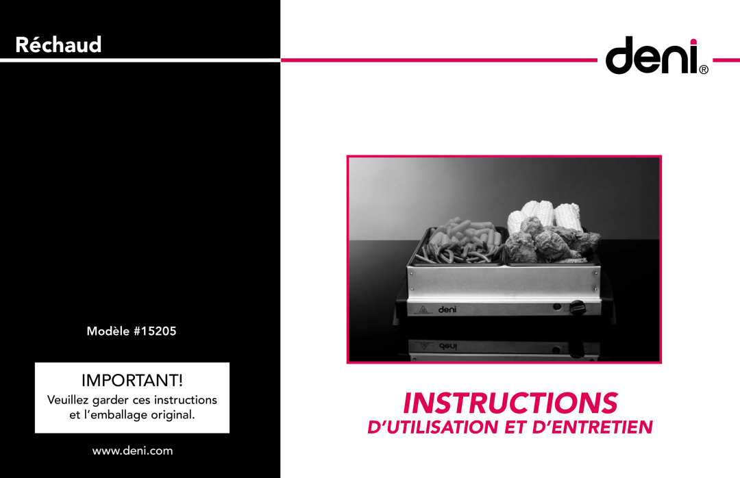 ZyXEL Communications manual Instructions, Réchaud, D’Utilisation Et D’Entretien, Modèle #15205 