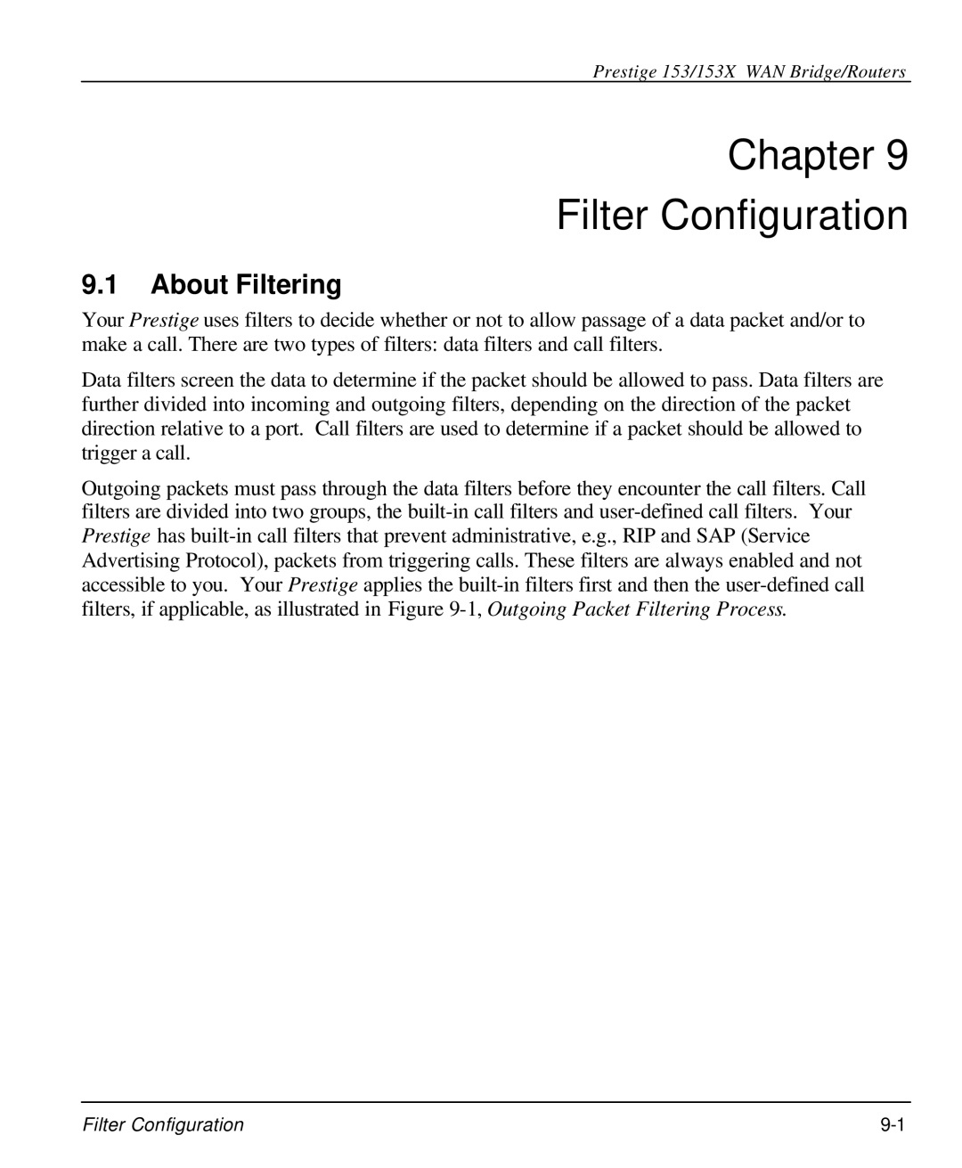 ZyXEL Communications 153X user manual Chapter Filter Configuration, About Filtering 