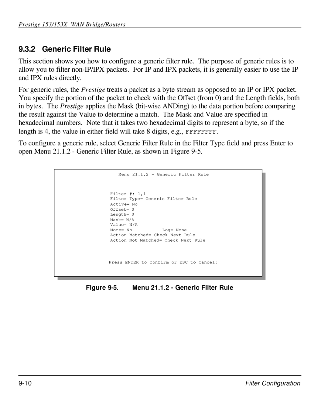 ZyXEL Communications 153X user manual Menu 21.1.2 Generic Filter Rule 