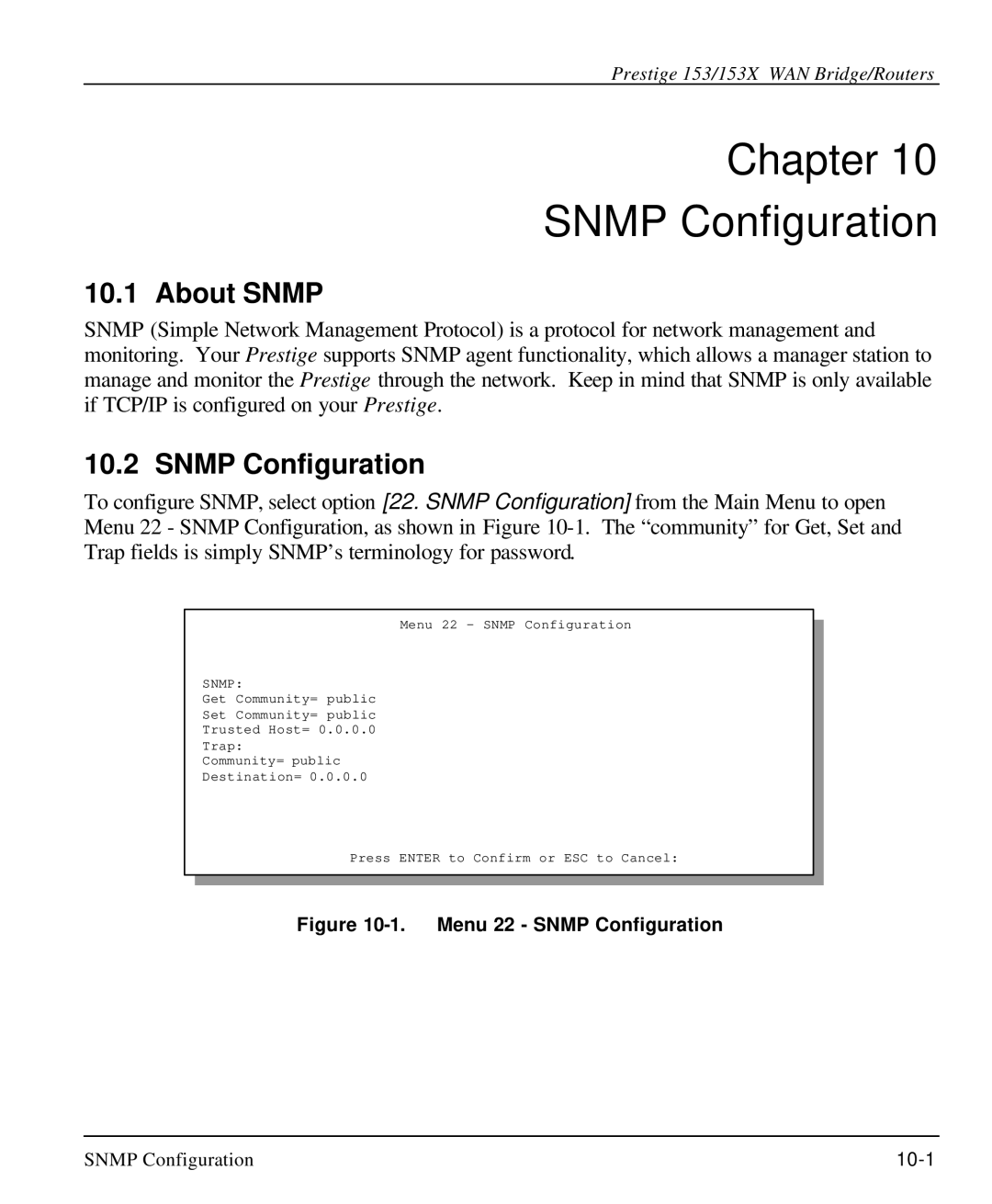 ZyXEL Communications 153X user manual Chapter Snmp Configuration, About Snmp 