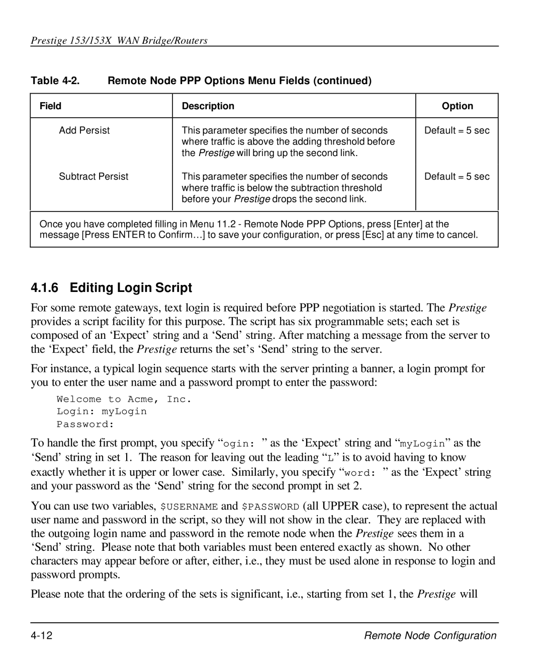 ZyXEL Communications 153X user manual Editing Login Script 