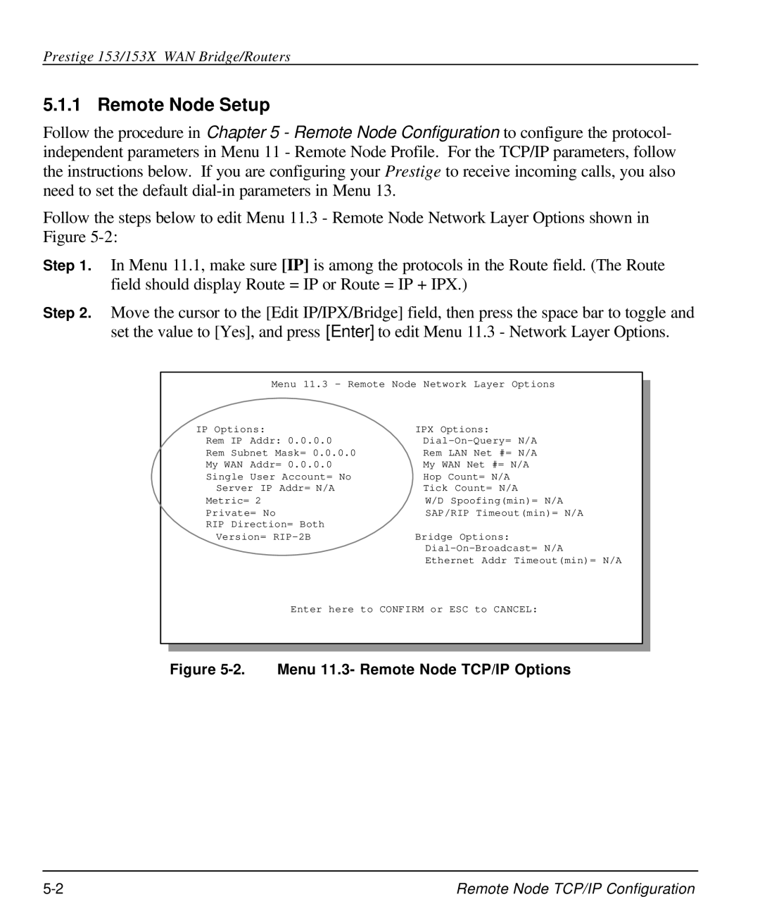 ZyXEL Communications 153X user manual Remote Node Setup, Menu 11.3- Remote Node TCP/IP Options 