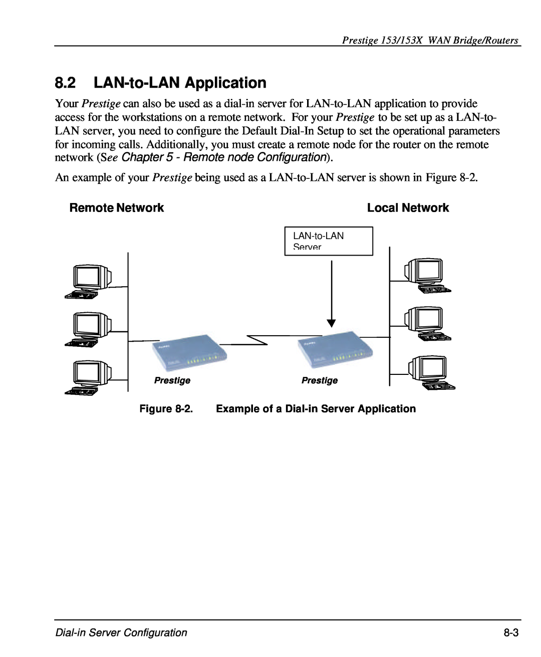 ZyXEL Communications 153X user manual LAN-to-LAN Application, Remote Network, Local Network 