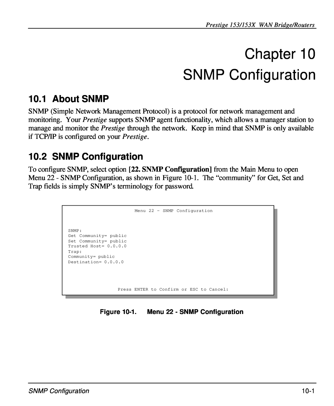 ZyXEL Communications 153X user manual Chapter SNMP Configuration, About SNMP 