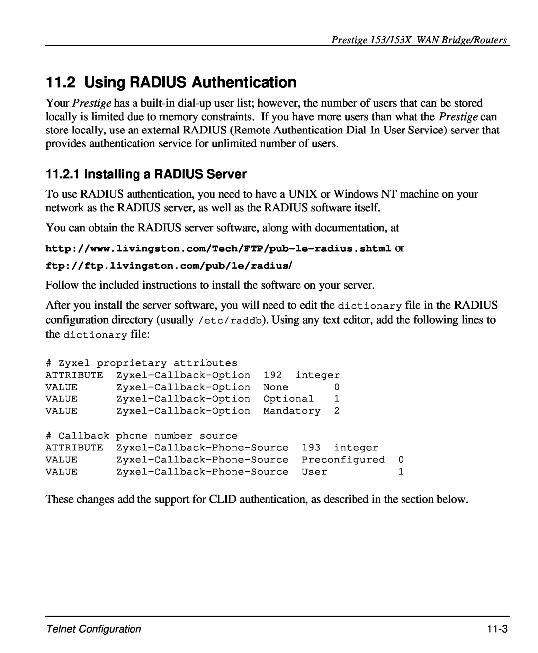 ZyXEL Communications 153X user manual Using RADIUS Authentication, Installing a RADIUS Server 