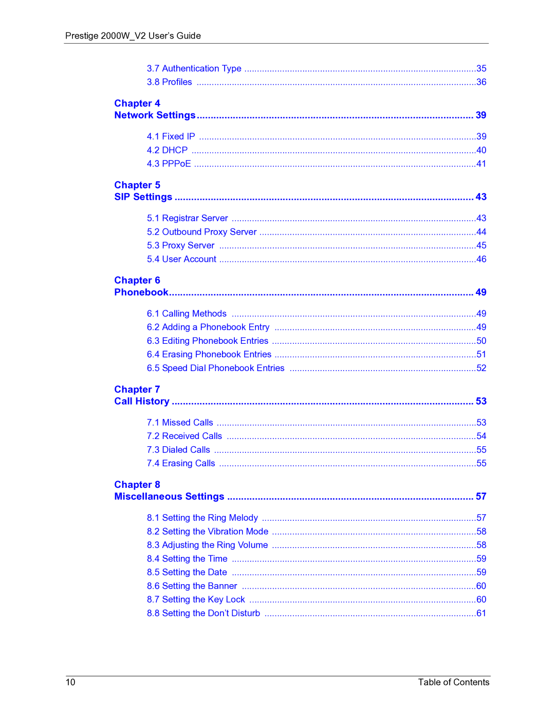 ZyXEL Communications 2000W manual Chapter Network Settings 