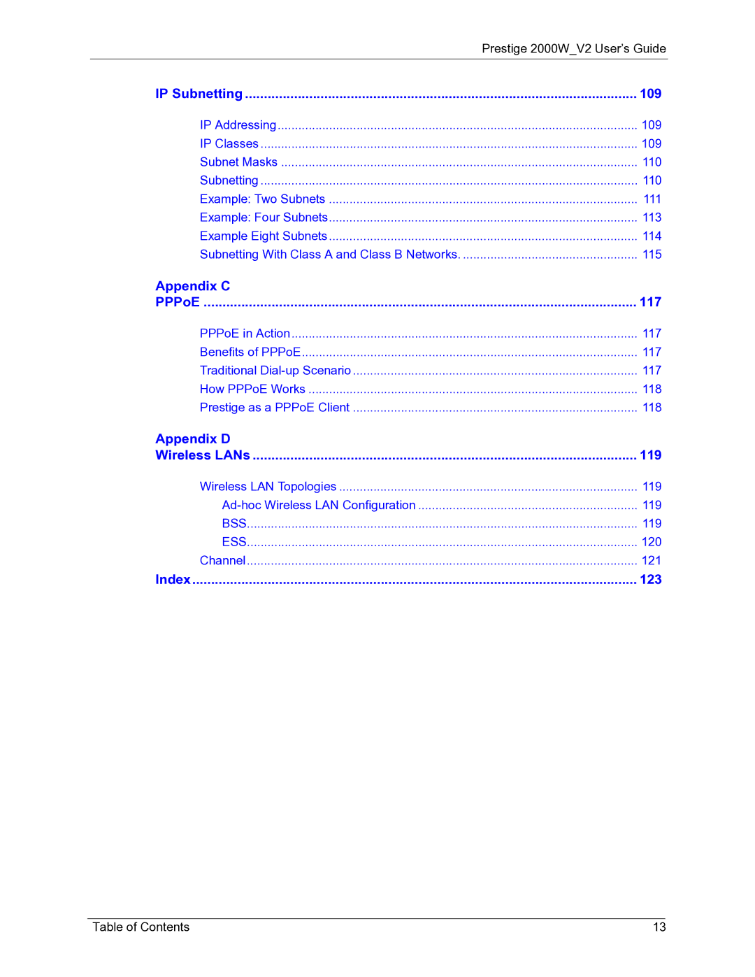 ZyXEL Communications 2000W manual Appendix C 