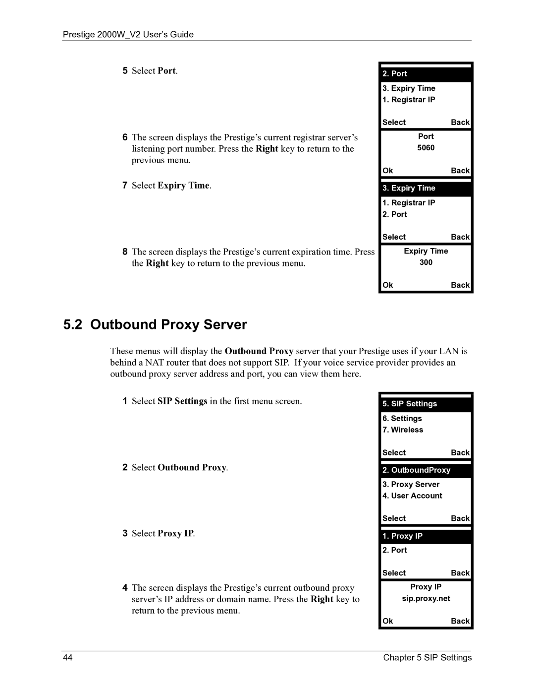 ZyXEL Communications 2000W manual Outbound Proxy Server, Select Expiry Time, Select Outbound Proxy 