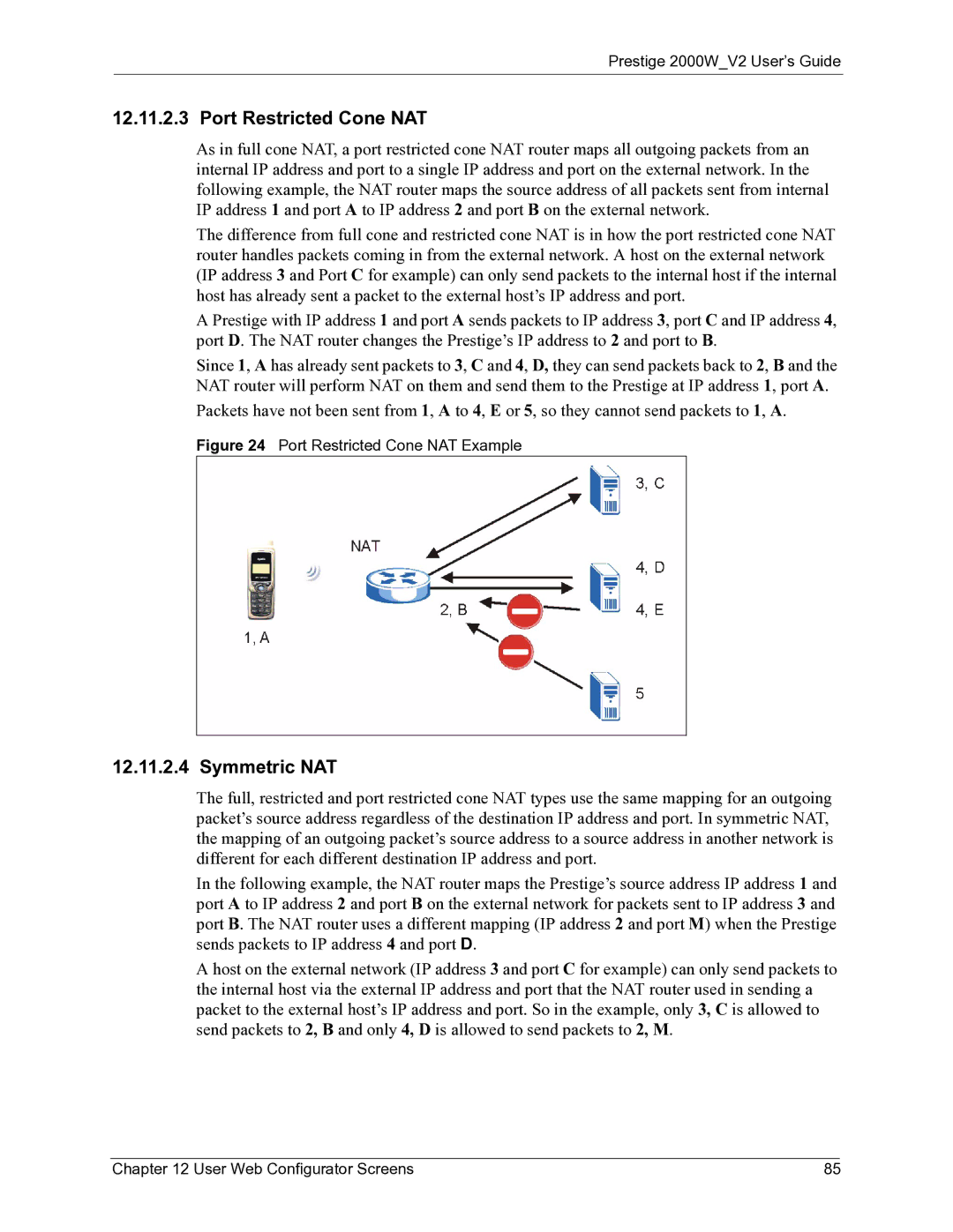ZyXEL Communications 2000W manual Port Restricted Cone NAT, Symmetric NAT 
