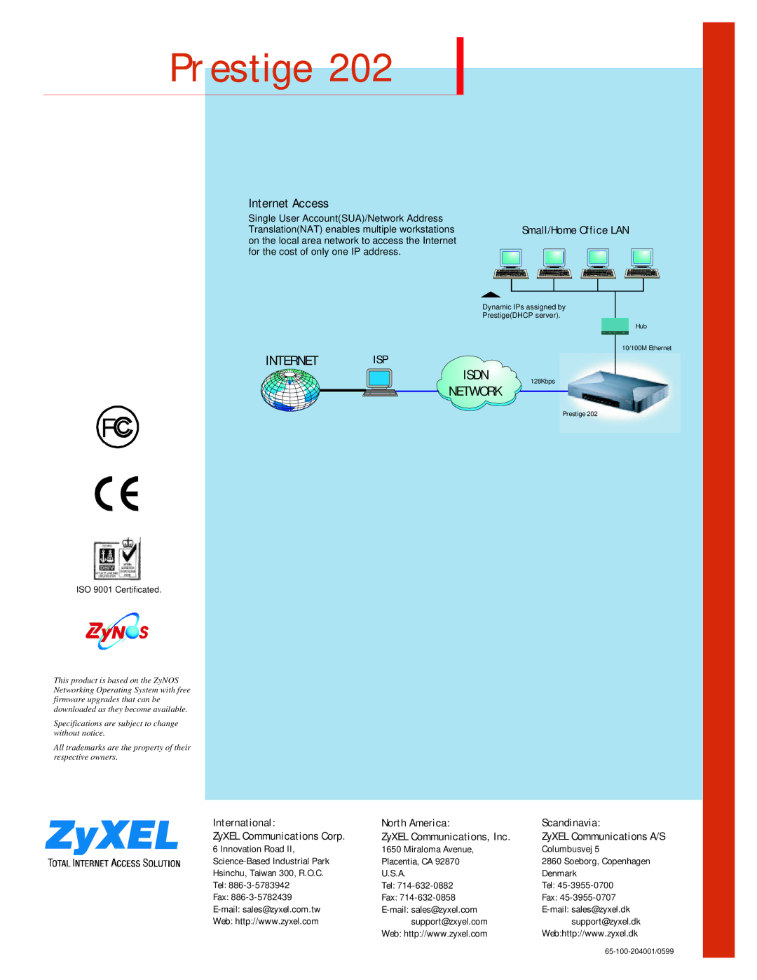 ZyXEL Communications 202 specifications Prestige 