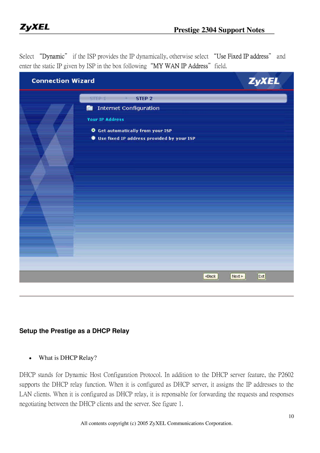 ZyXEL Communications 2304R-P1 manual Setup the Prestige as a Dhcp Relay 