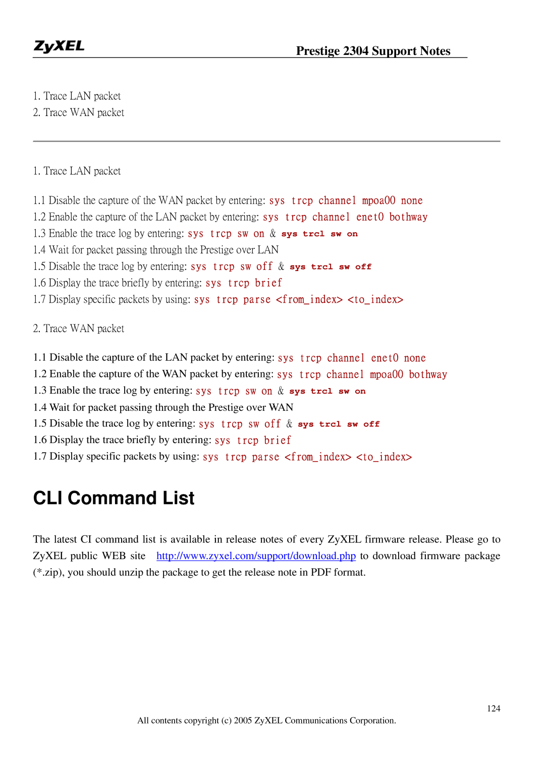 ZyXEL Communications 2304R-P1 manual CLI Command List 