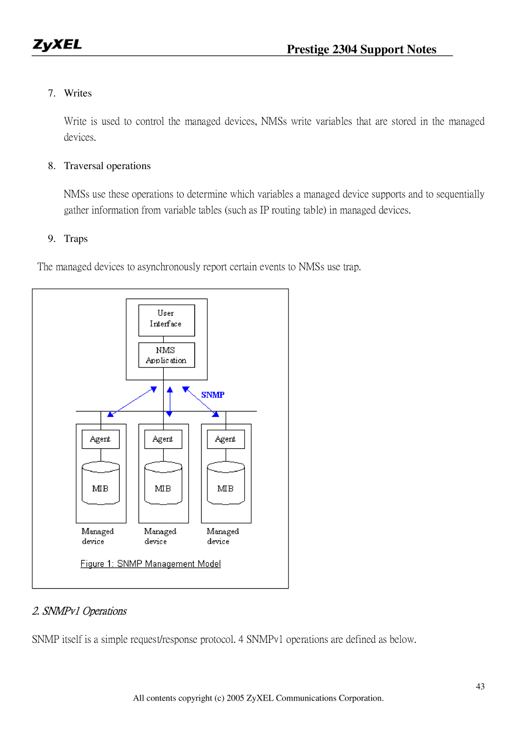 ZyXEL Communications 2304R-P1 manual SNMPv1 Operations 