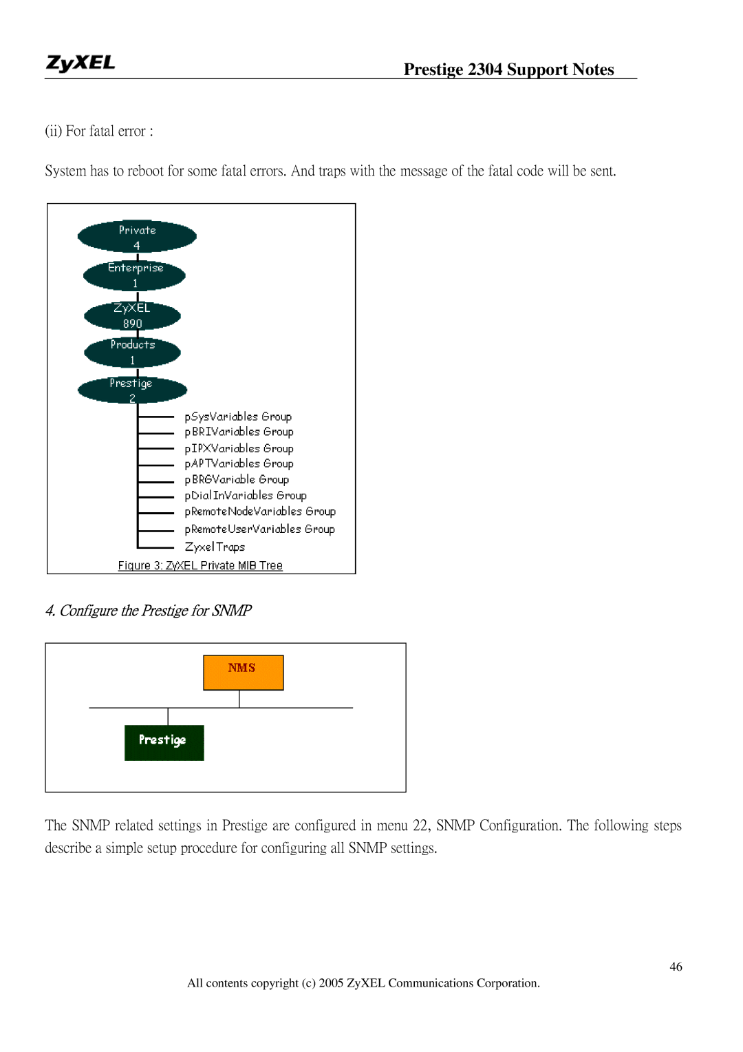 ZyXEL Communications 2304R-P1 manual Configure the Prestige for Snmp 