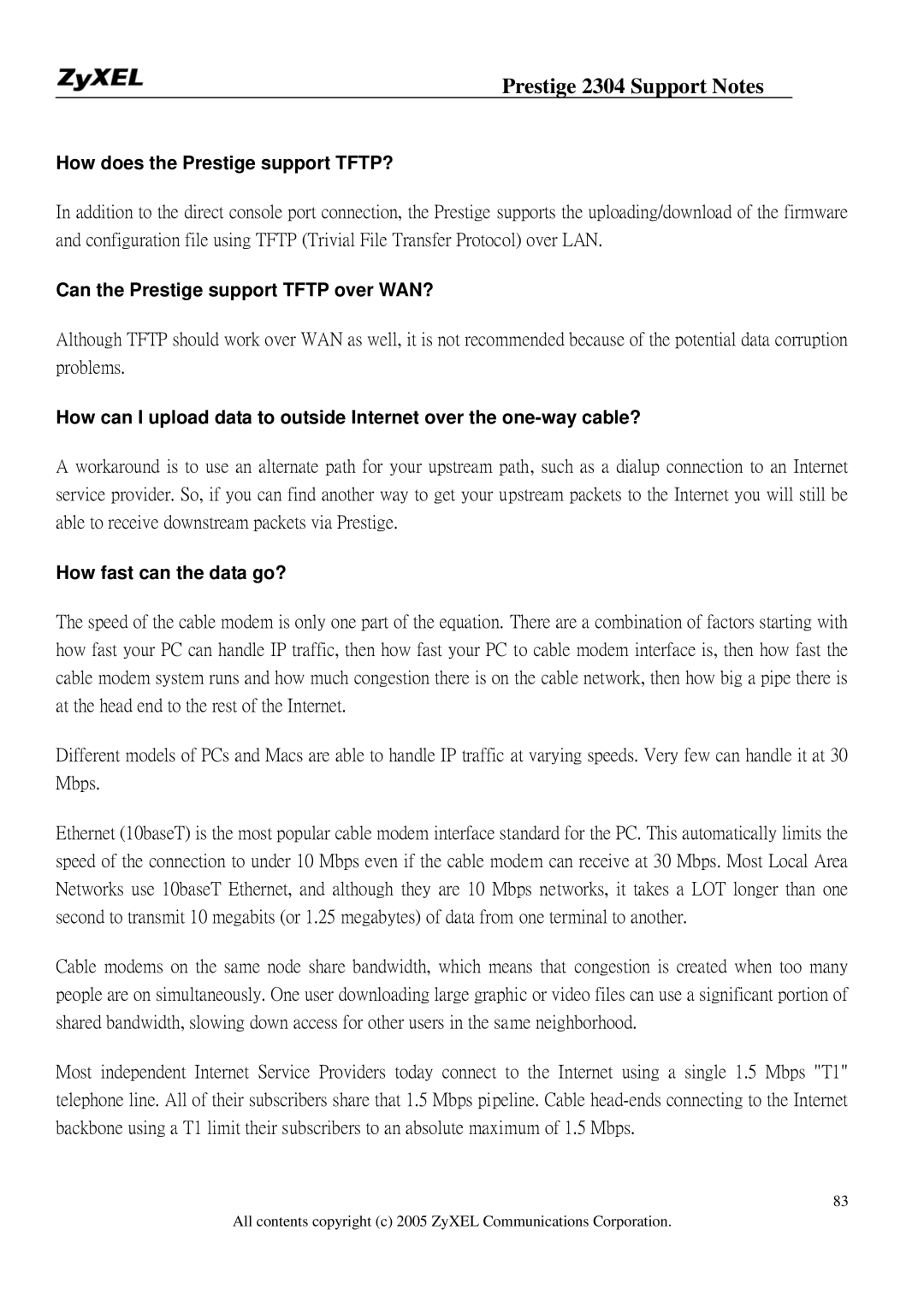 ZyXEL Communications 2304R-P1 manual How does the Prestige support TFTP?, Can the Prestige support Tftp over WAN? 