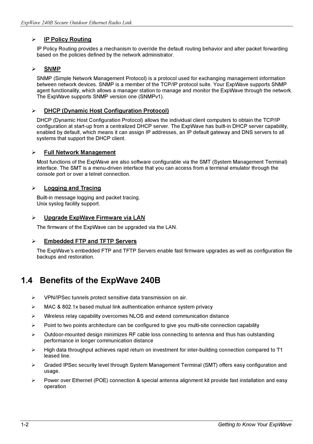 ZyXEL Communications manual Benefits of the ExpWave 240B, IP Policy Routing 