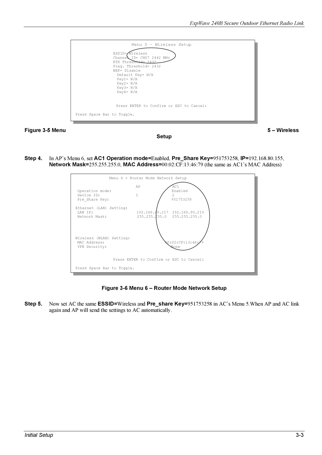 ZyXEL Communications 240B manual Menu Wireless Setup 