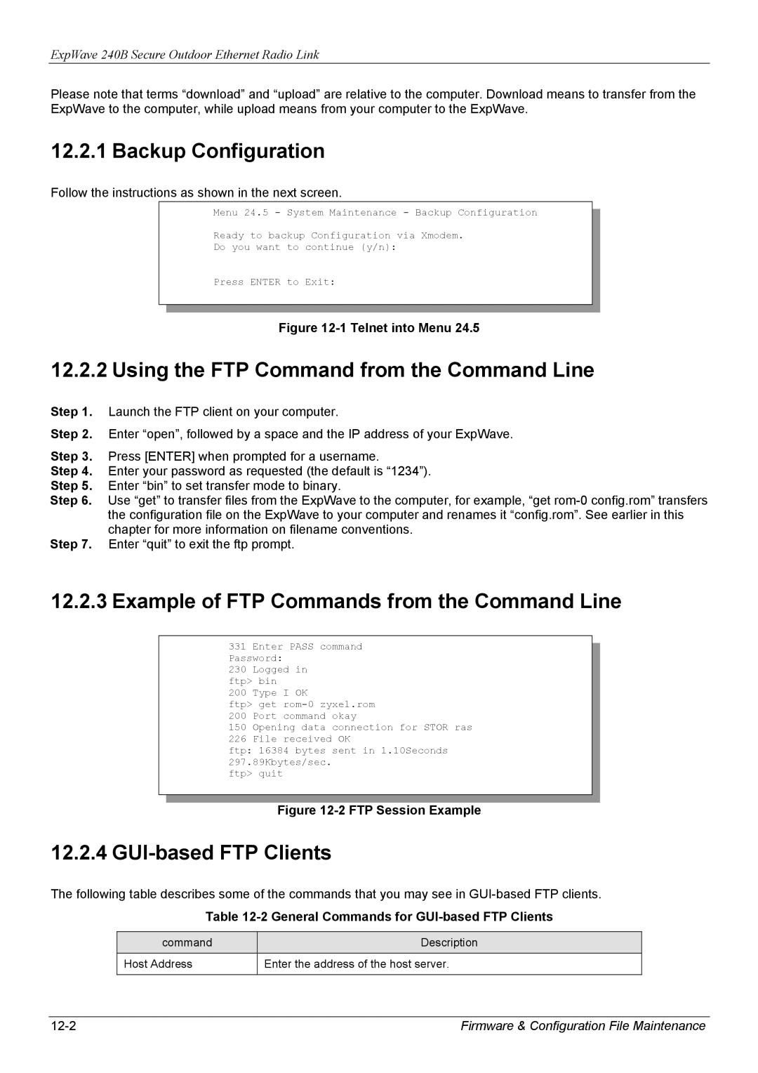 ZyXEL Communications 240B manual Using the FTP Command from the Command Line, Example of FTP Commands from the Command Line 