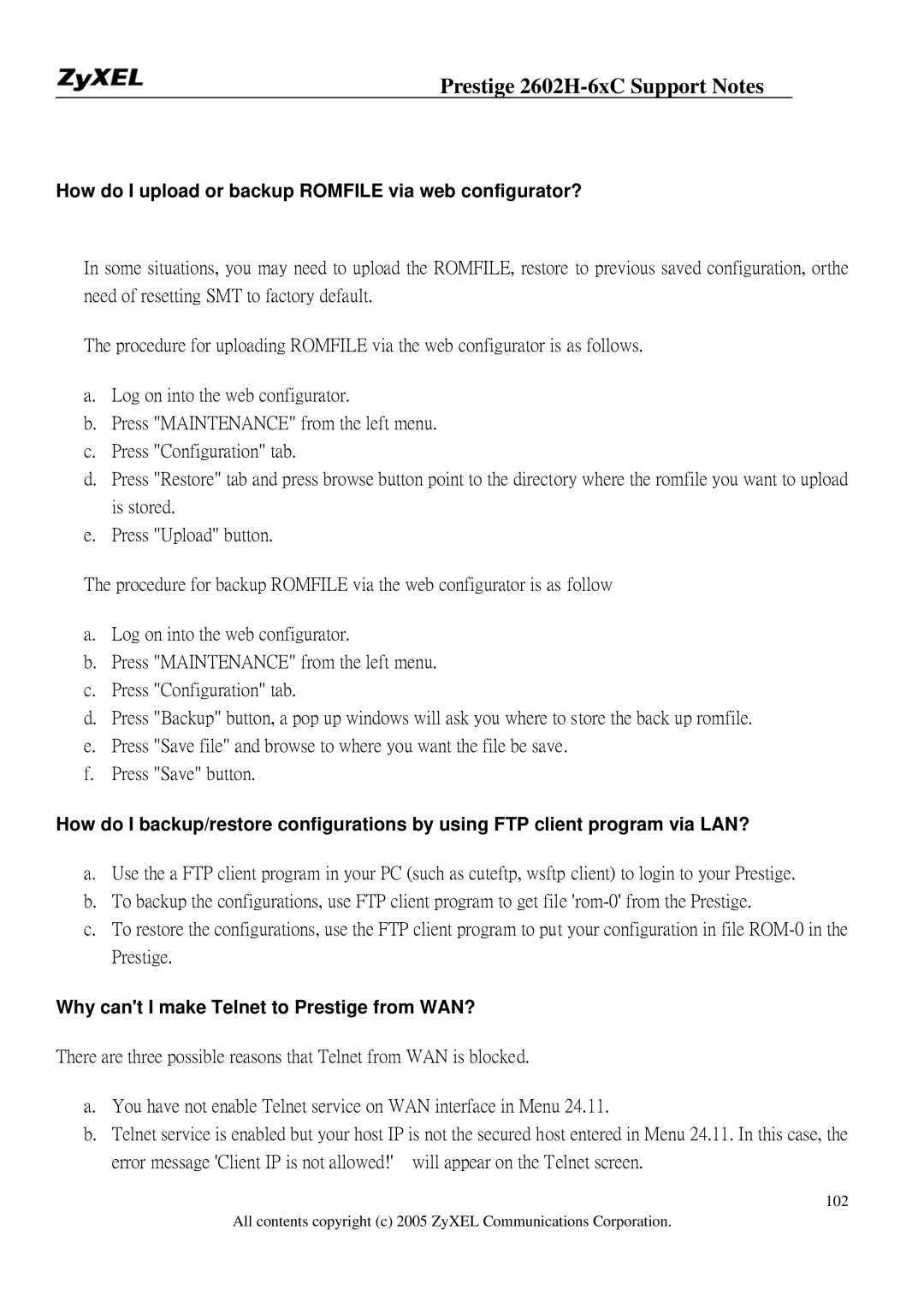 ZyXEL Communications 2602H-6XC manual How do I upload or backup Romfile via web configurator? 
