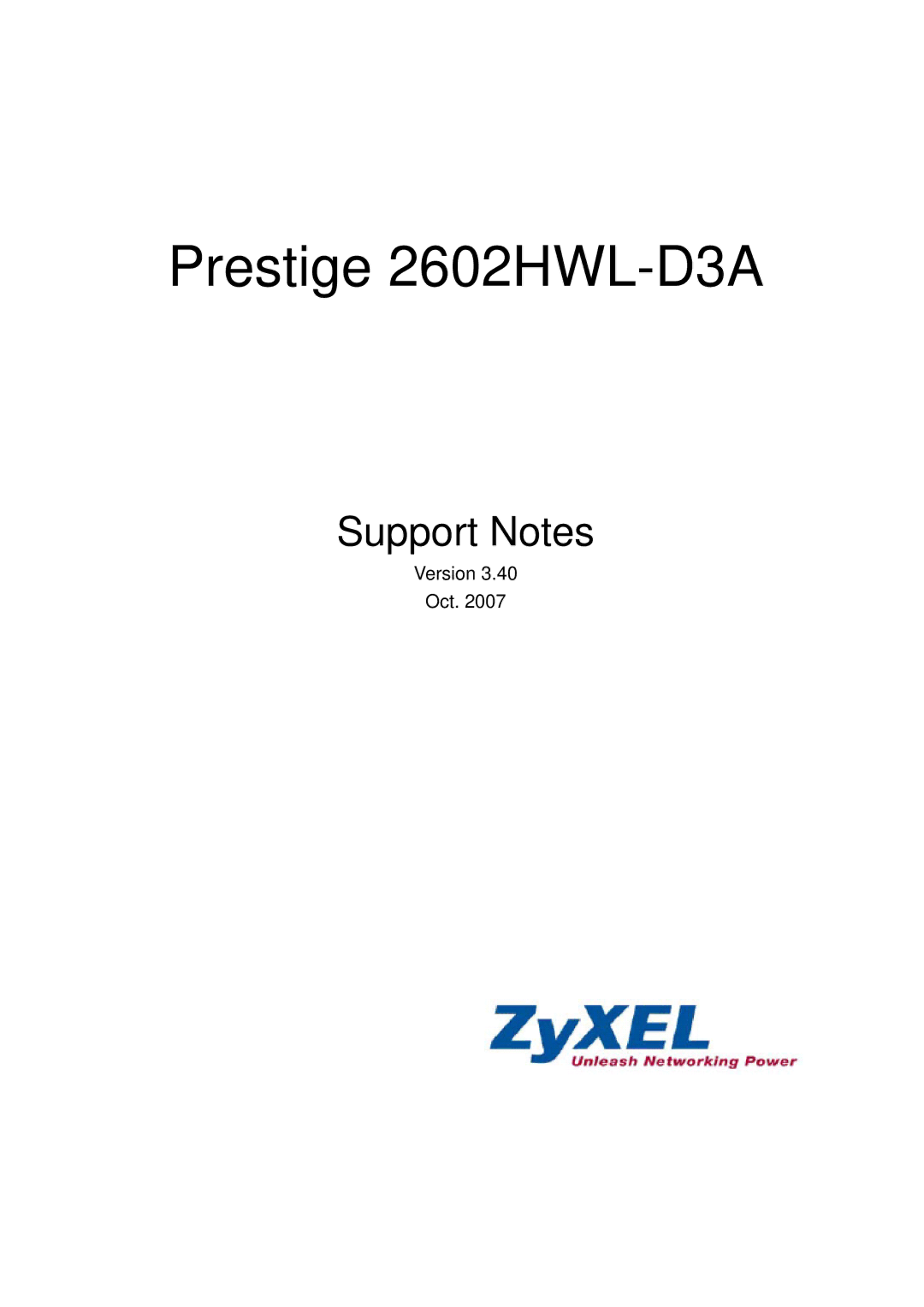 ZyXEL Communications manual Prestige 2602HWL-D3A, Version Oct 