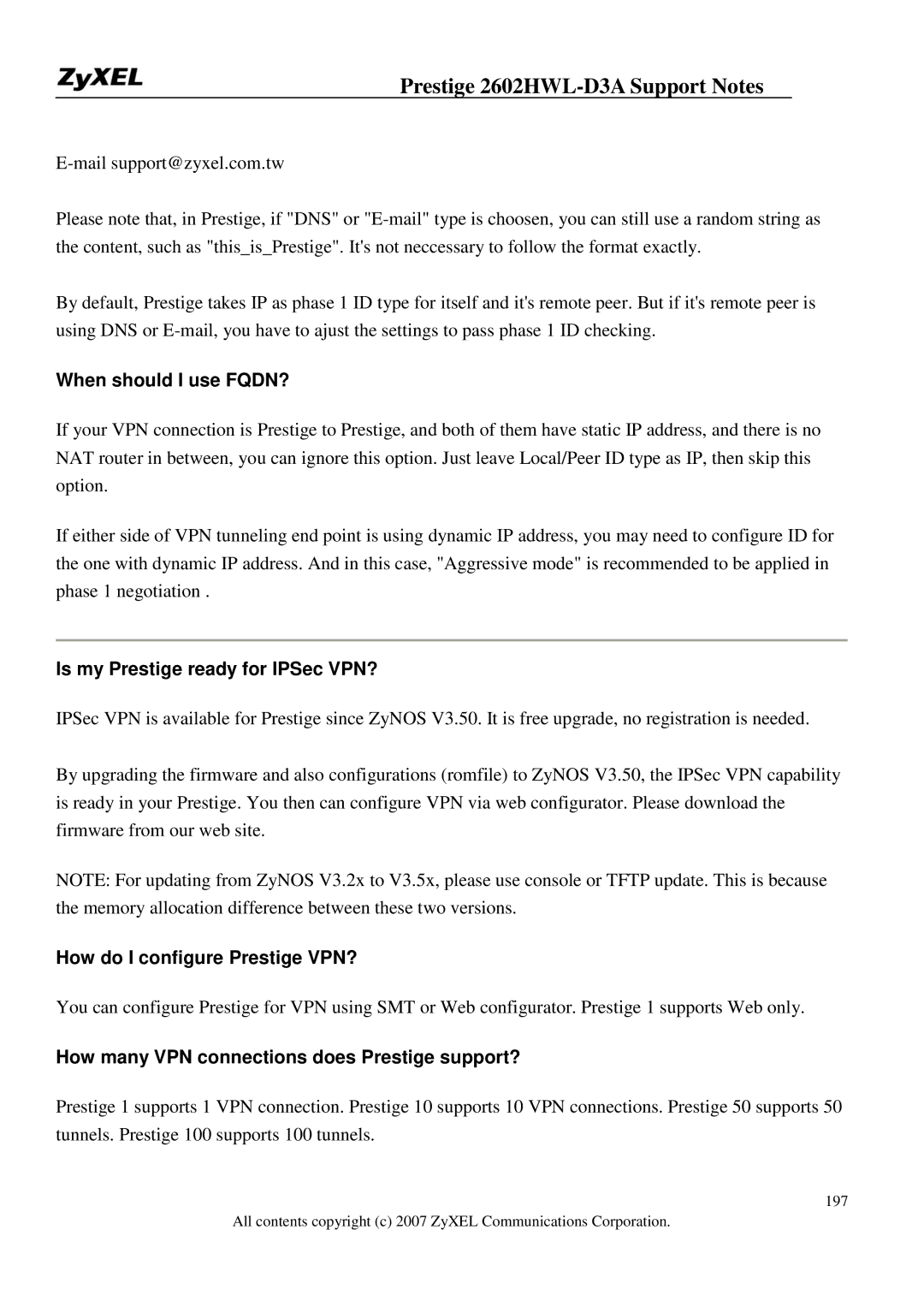 ZyXEL Communications 2602HWL-D3A manual When should I use FQDN?, Is my Prestige ready for IPSec VPN? 