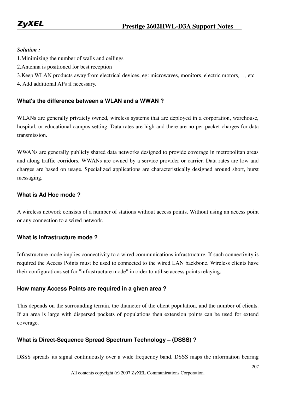 ZyXEL Communications 2602HWL-D3A manual Whats the difference between a Wlan and a Wwan ?, What is Ad Hoc mode ? 