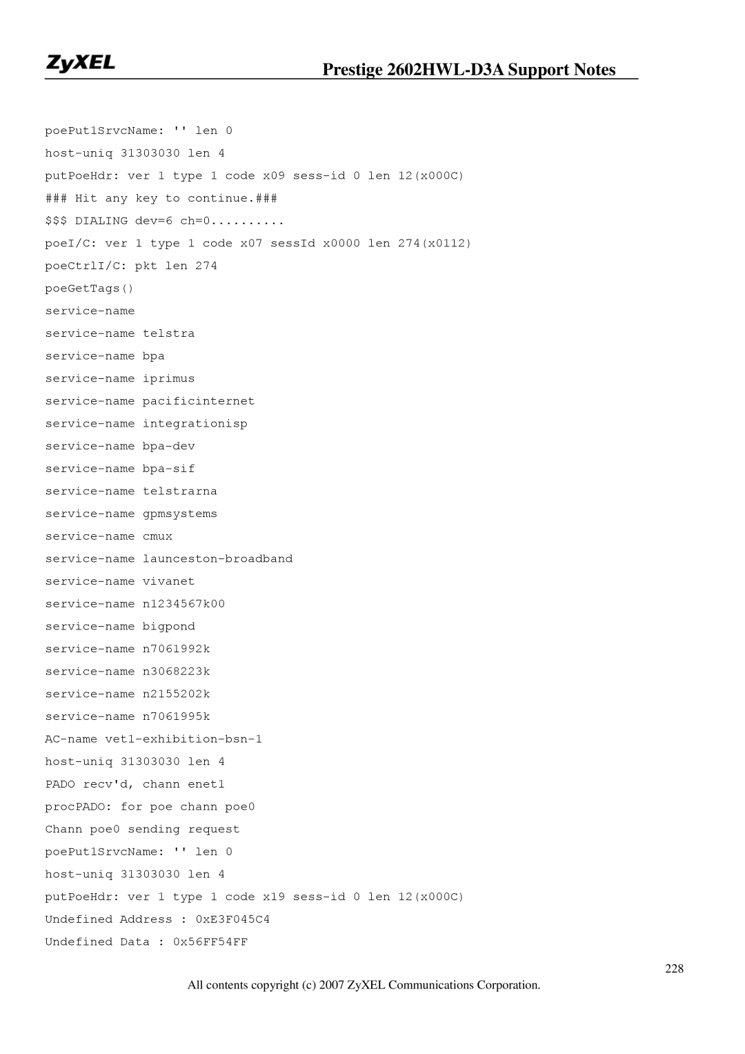 ZyXEL Communications manual Prestige 2602HWL-D3A Support Notes 