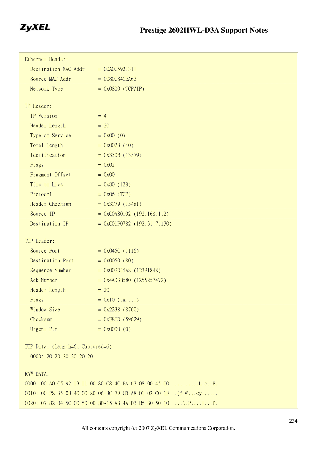 ZyXEL Communications 2602HWL-D3A manual = 0xE8ED 