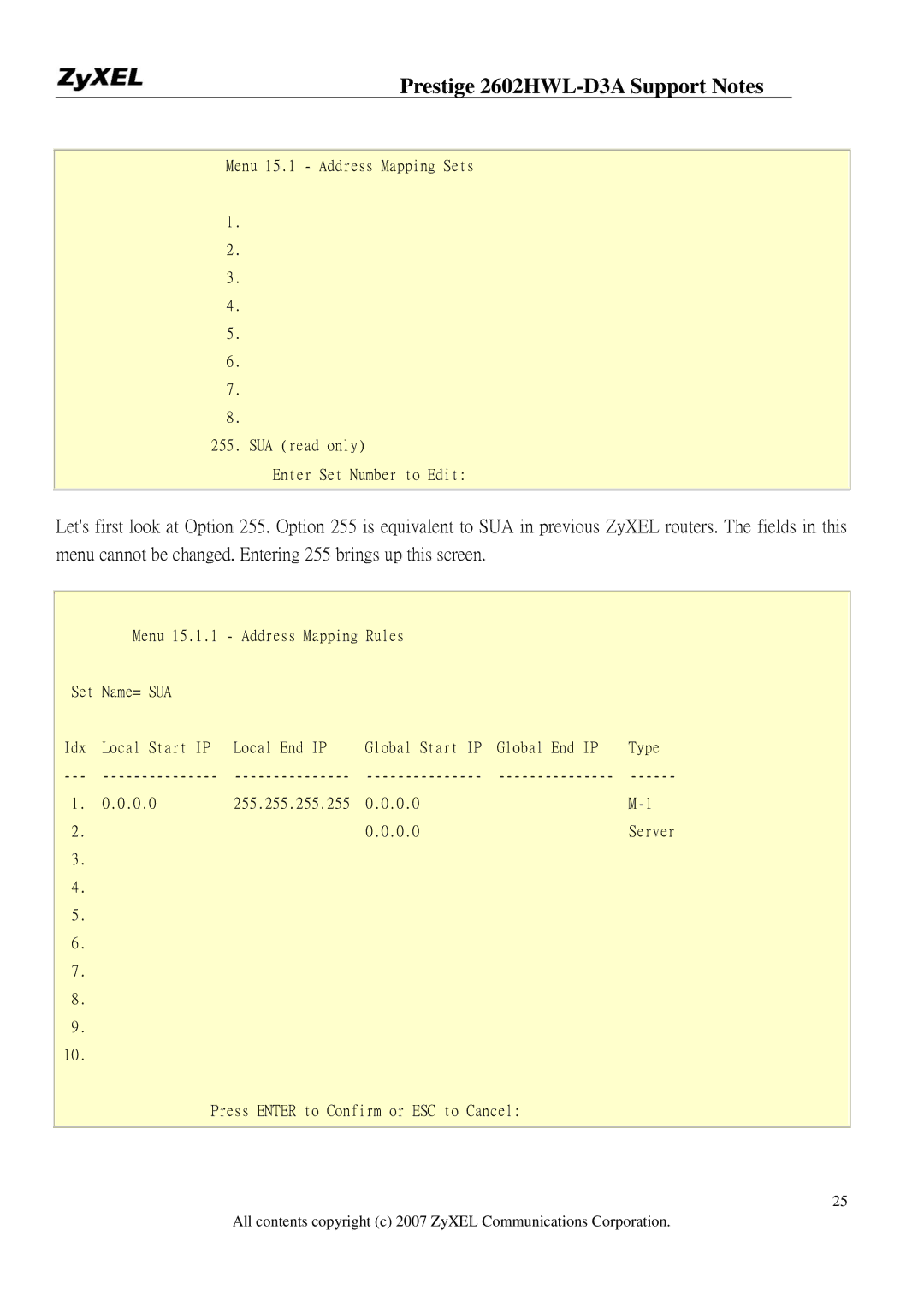 ZyXEL Communications manual Prestige 2602HWL-D3A Support Notes 