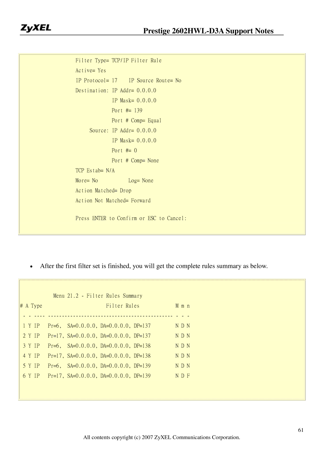 ZyXEL Communications manual Prestige 2602HWL-D3A Support Notes 